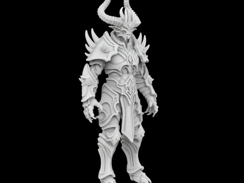 Demon Lord with Horned Crown 3D Printable Model Modelo de impresión 3D