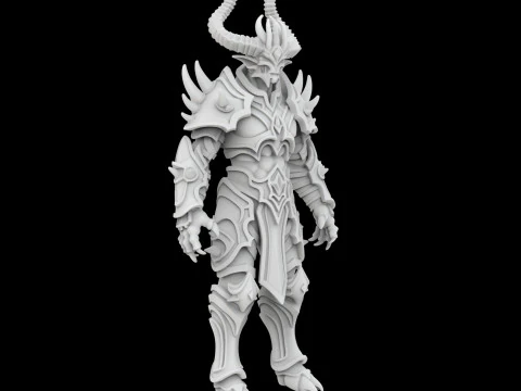 Demon Lord with Horned Crown 3D Printable Model 3D Print Model