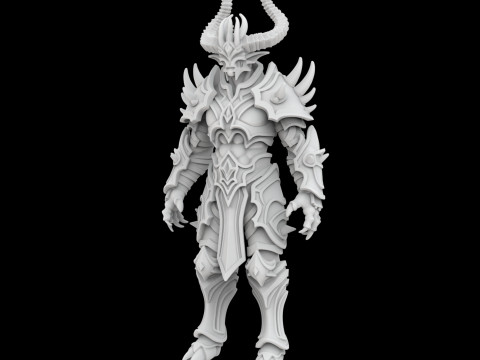 Demon Lord with Horned Crown 3D Printable Model 3D Print Model
