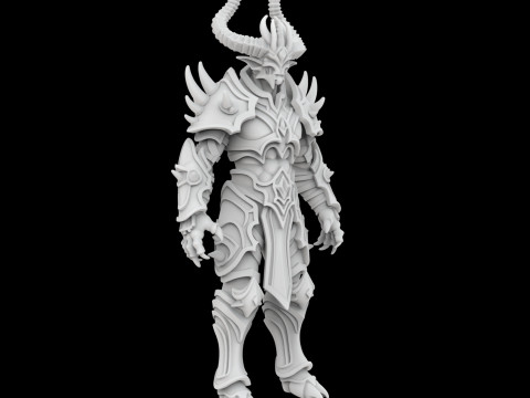 Demon Lord with Horned Crown 3D Printable Model 3D Print Model