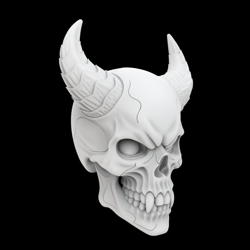 Demon Skull with Glowing Eyes 3D Printable Model 3D Принт Модель .c4d .max .obj .3ds .fbx .stl .blend 