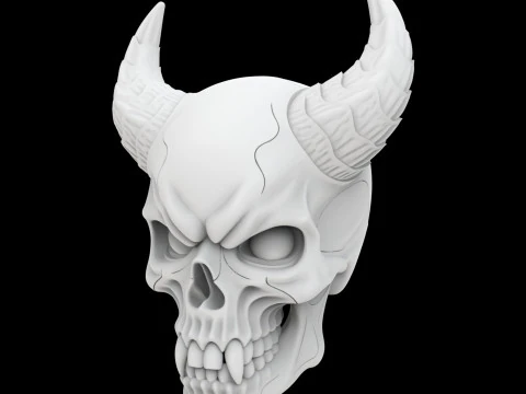 Demon Skull with Glowing Eyes 3D Printable Model 3D Print Model