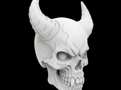 Demon Skull with Glowing Eyes 3D Printable Model 3D Print Model