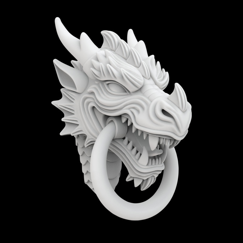 Dragon Head Door Knocker 3D Printable Mode Modelo de impresión 3D .c4d .max .obj .3ds .fbx .stl .blend 
