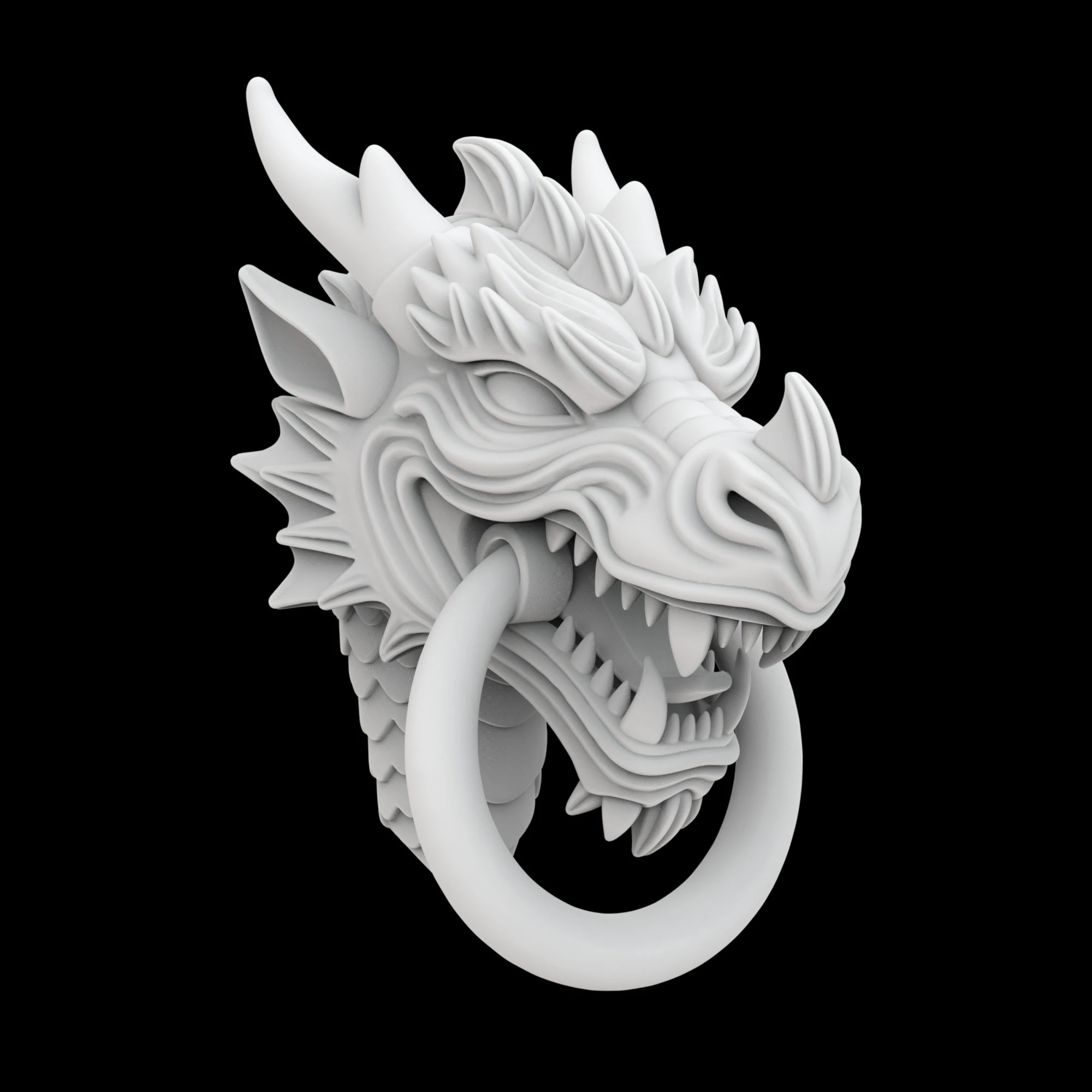 Dragon Head Door Knocker 3D Printable Mode 3D Print Model .c4d .max .obj .3ds .fbx .stl .blend 