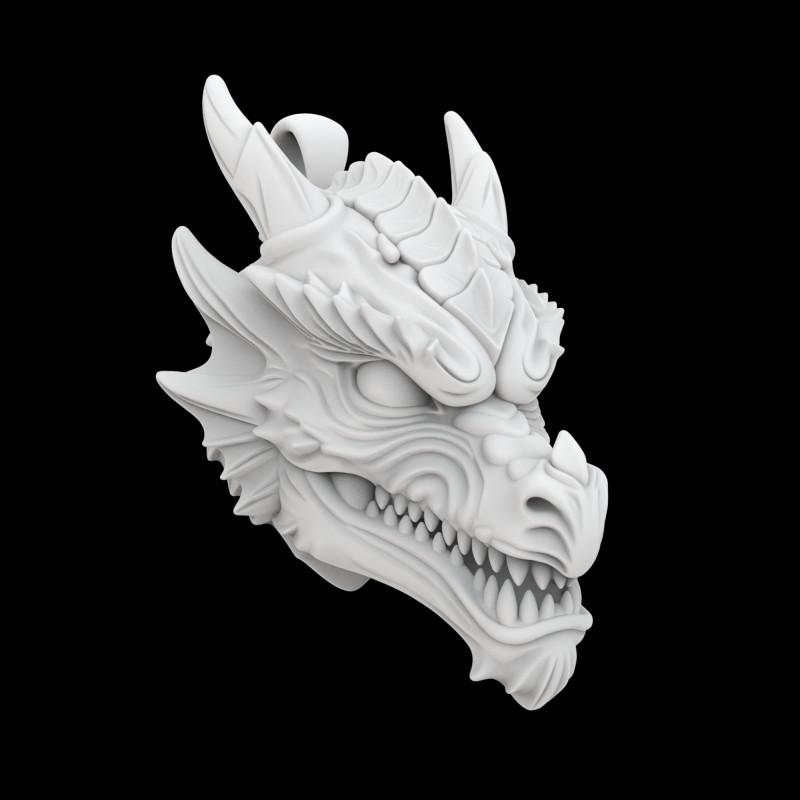 Dragon Head Necklace Pendant 3D Printable Model 3D Print Model .c4d .max .obj .3ds .fbx .stl .blend