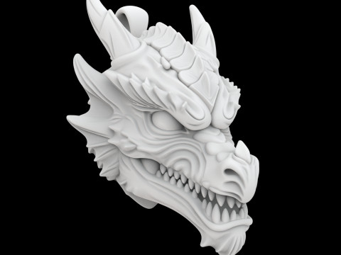 Dragon Head Necklace Pendant 3D Printable Model Modèles 3D en vedette