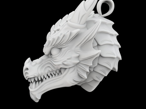 Ejderha Kafası Kolye Kolye 3D Yazdırılabilir Model 3D Baskı Modeli