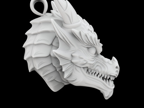 Ejderha Kafası Kolye Kolye 3D Yazdırılabilir Model 3D Baskı Modeli