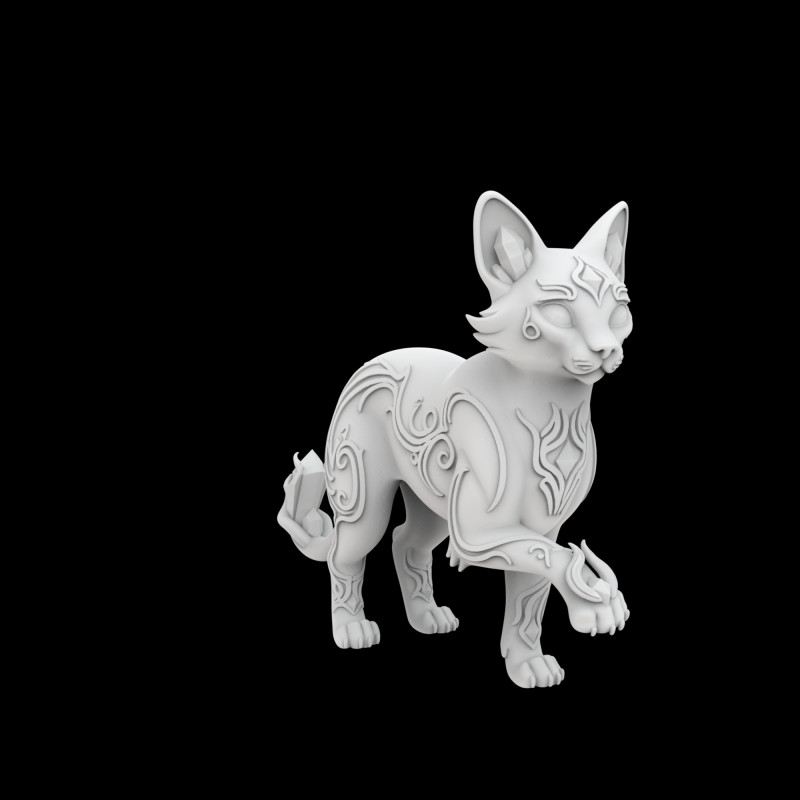 Fantasy Cat with Crystal Eyes 3D Printable Model 3D प्रिंट मॉडल .c4d .max .obj .3ds .fbx .stl .blend 