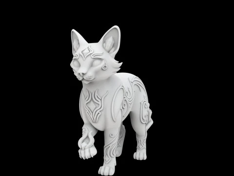 Fantasy Cat with Crystal Eyes 3D Printable Model 3D Print Model
