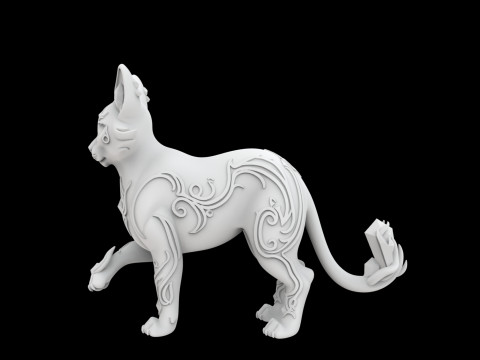 Fantasy Cat with Crystal Eyes 3D Printable Model 3D प्रिंट मॉडल