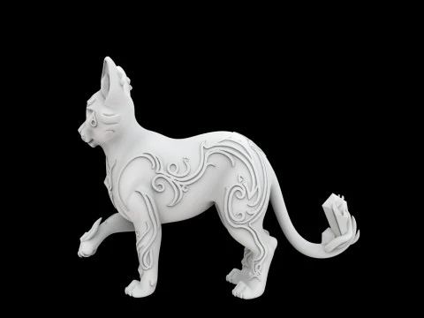 Fantasy Cat with Crystal Eyes 3D Printable Model 3D Print Model