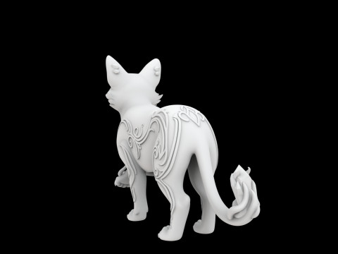 Fantasy Cat with Crystal Eyes 3D Printable Model 3D प्रिंट मॉडल