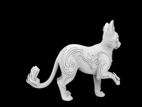 Fantasy Cat with Crystal Eyes 3D Printable Model 3D प्रिंट मॉडल