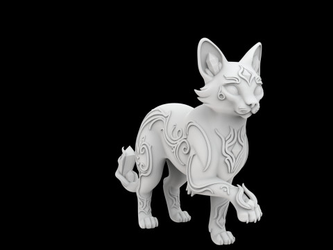 Fantasy Cat with Crystal Eyes 3D Printable Model 3D प्रिंट मॉडल