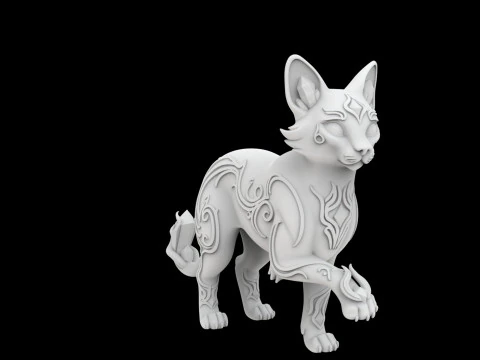 Fantasy Cat with Crystal Eyes 3D Printable Model 3D Print Model