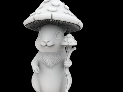 Fantasy Forest Squirrel with Mushroom Hat 3D Printable Model 3D Print Model
