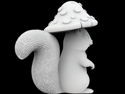 Fantasy Forest Squirrel with Mushroom Hat 3D Printable Model 3D Print Model