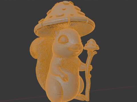 Fantasy Forest Squirrel with Mushroom Hat 3D Printable Model 3D Print Model