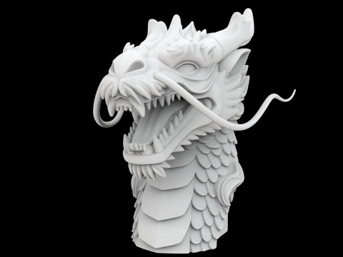 Fierce Eastern Dragon Head Sculpture 3D Print Model