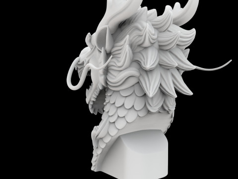 Fierce Eastern Dragon Head Sculpture 3D Print Model