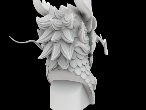 Fierce Eastern Dragon Head Sculpture 3D Print Model