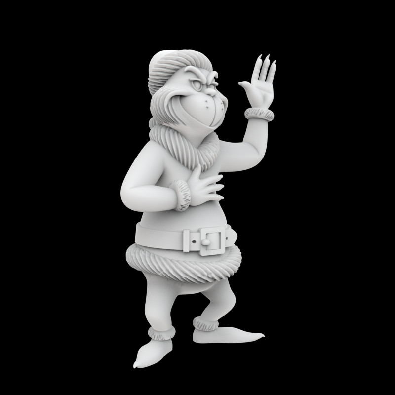 Grinch Santa Outfit Figurine 3D Printable Model Modelo de Impressão 3D .c4d .max .obj .3ds .fbx .stl .blend
