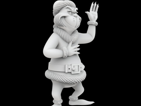 Grinch Santa Outfit Figurine 3D Printable Model 3D Baskı Modeli