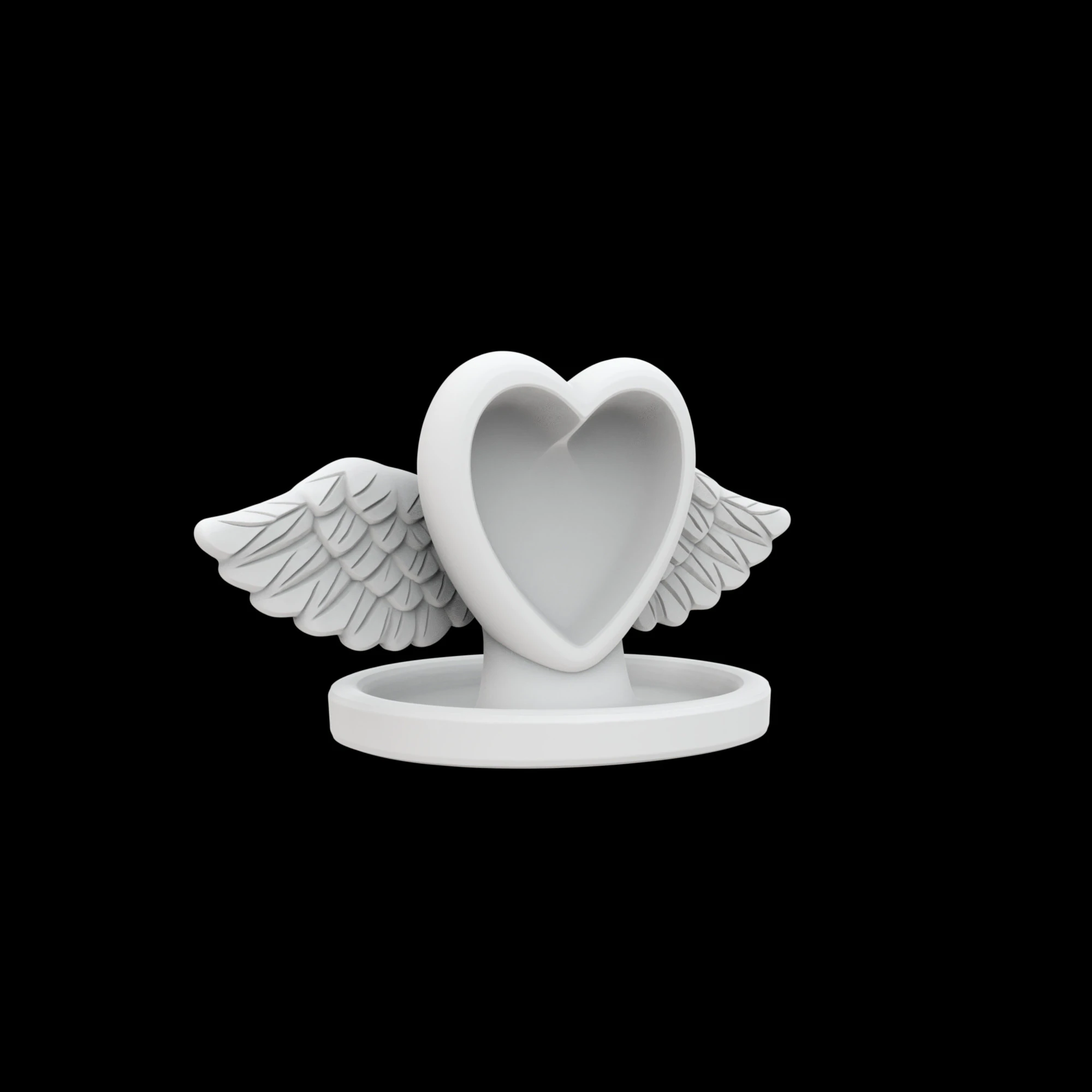 Heart with Wings Ring Holder 3D Print Model .c4d .max .obj .3ds .fbx .stl .blend 