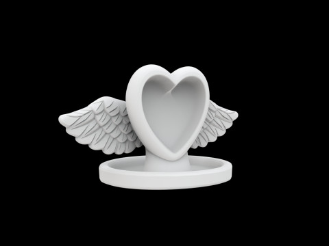 Heart with Wings Ring Holder 3D Baskı Modeli