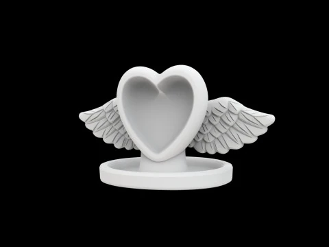 Heart with Wings Ring Holder 3D Print Model