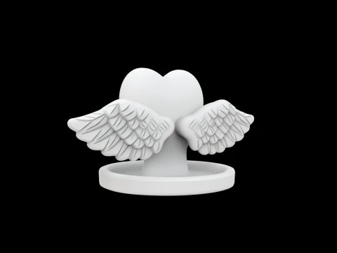 Heart with Wings Ring Holder 3D Print Model