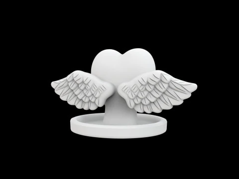 Heart with Wings Ring Holder 3D Print Model
