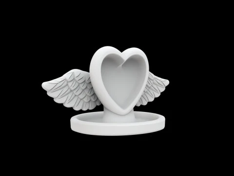 Heart with Wings Ring Holder 3D Print Model