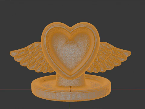 Heart with Wings Ring Holder 3D Print Model