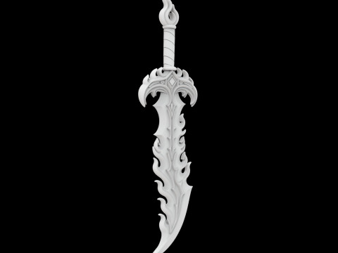 Infernal Flame Sword 3D Printable Model 3D Baskı Modeli
