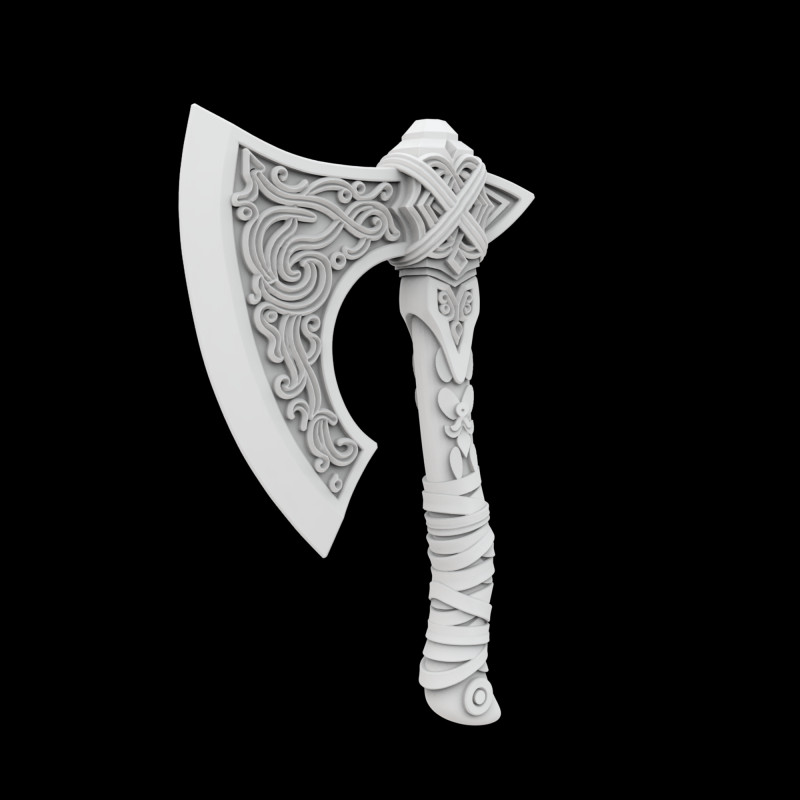 Ornamental Viking Axe 3D Baskı Modeli .c4d .max .obj .3ds .fbx .stl .blend 