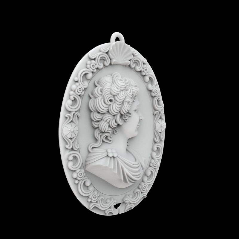 Ornate Baroque Oval Cameo Portrait Model Cetak 3D .c4d .max .obj .3ds .fbx .stl .blend
