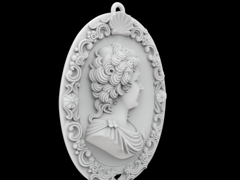 Ornate Baroque Oval Cameo Portrait 3D Baskı Modeli