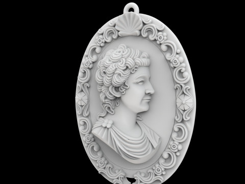 Ornate Baroque Oval Cameo Portrait Model Cetak 3D