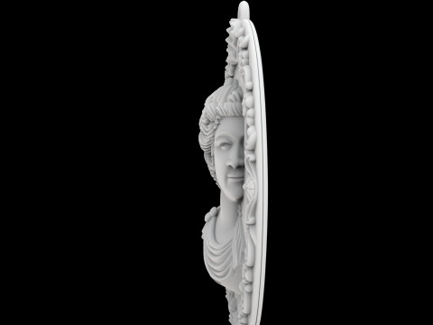 Ornate Baroque Oval Cameo Portrait Model Cetak 3D