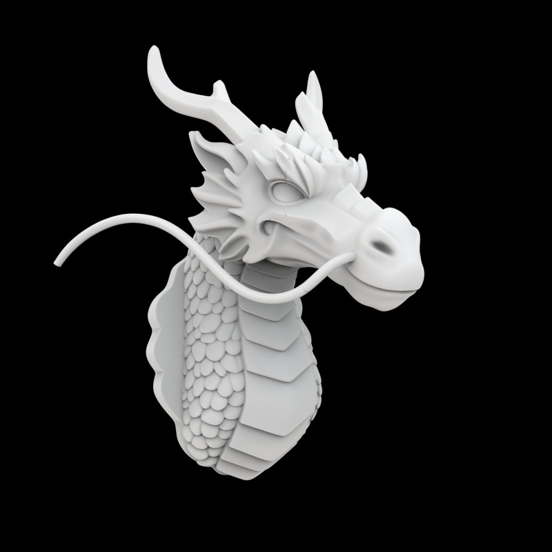 Regal Eastern Dragon Head Wall Mount 3D Printable Model 3D 打印模型 .c4d .max .obj .3ds .fbx .stl .blend