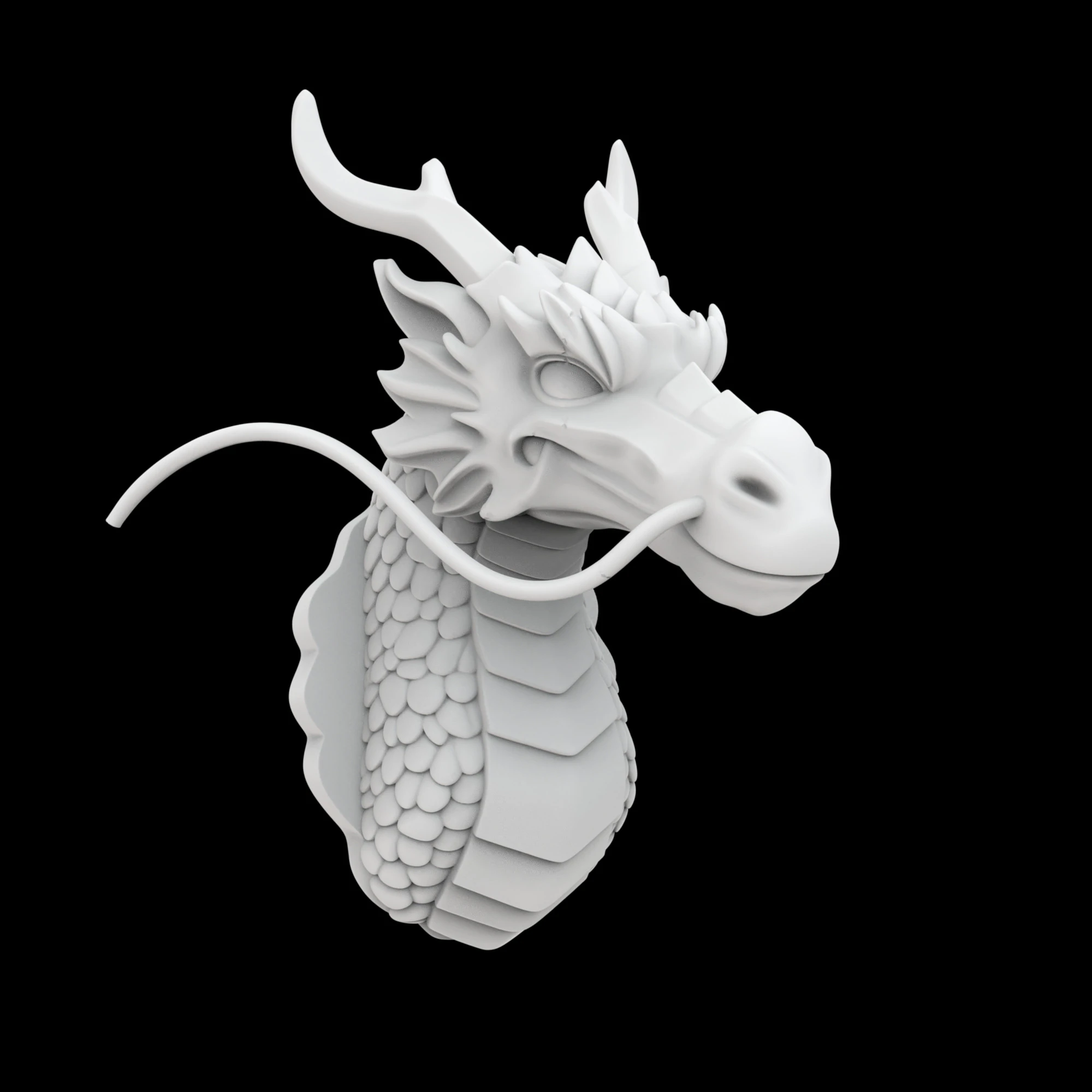 Regal Eastern Dragon Head Wall Mount 3D Printable Model 3D Print Model .c4d .max .obj .3ds .fbx .stl .blend 