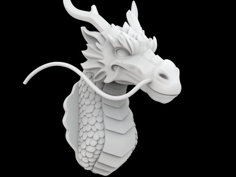 Regal Eastern Dragon Head Wall Mount 3D Printable Model Modèles 3D en vedette