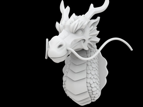 Regal Eastern Dragon Head Wall Mount 3D Printable Model 3D Print Model