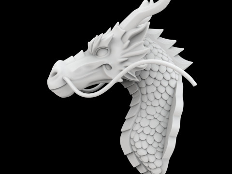 Regal Eastern Dragon Head Wall Mount 3D Printable Model 3D Print Model