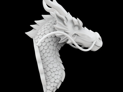 Regal Eastern Dragon Head Wall Mount 3D Printable Model 3D Print Model
