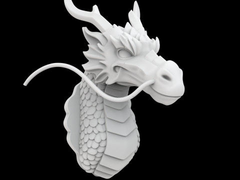 Regal Eastern Dragon Head Wall Mount 3D Printable Model 3D Print Model