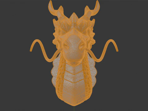 Regal Eastern Dragon Head Wall Mount 3D Printable Model 3D Print Model